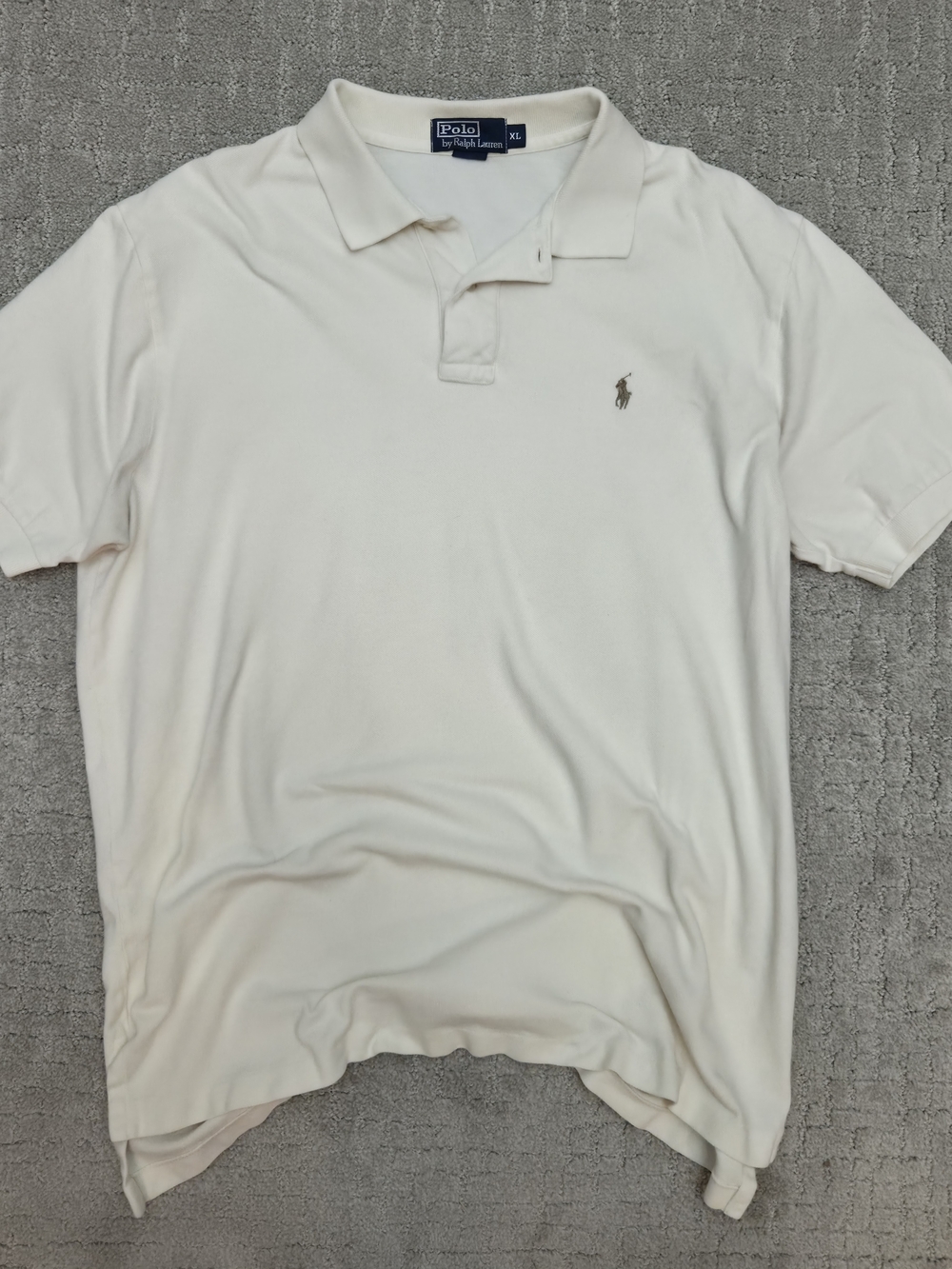Polo Ralph Lauren Classic Fit Polo Shirt Mens XL Cream Off White Cotton